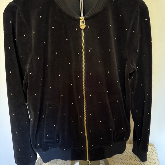 Michael Kors Black Velvet Jacket with Rhinestones Size Medium - Picture 1 of 3